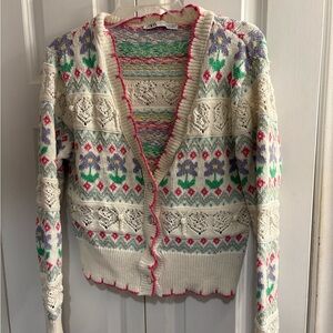 ZARA FLORAL JACQUARD KNIT CARDIGAN